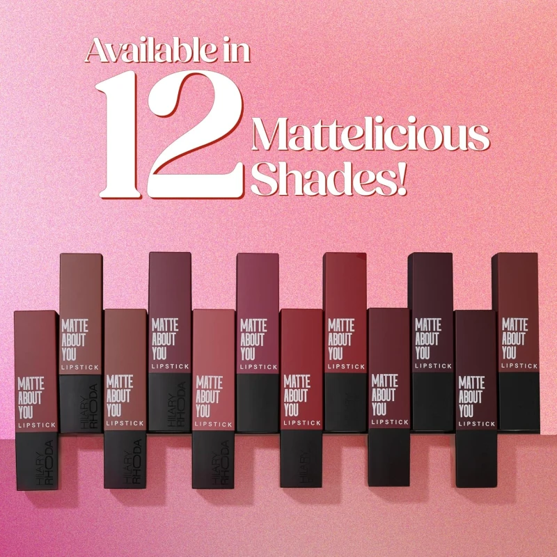 Hilary Rhoda Matte About You Lipstick | Long Lasting & Highly Pigmented Lipstick | Glides Smoothly | Matte Finish | One Stroke Application | Cruelty-Free & Vegan - 3g (Game On - Shade 06) thumbnail 6